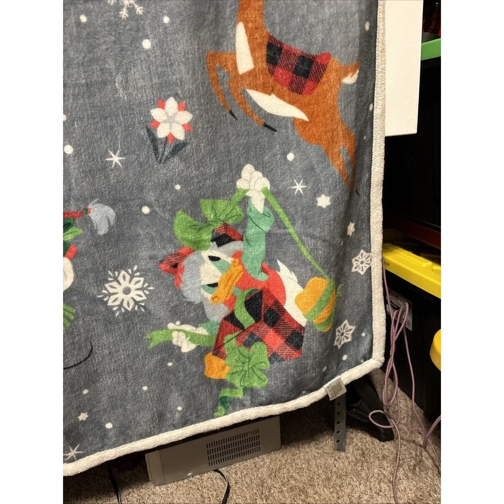 Disney Parks Christmas Mickey & Friends Reversible Fleece Throw Blanket